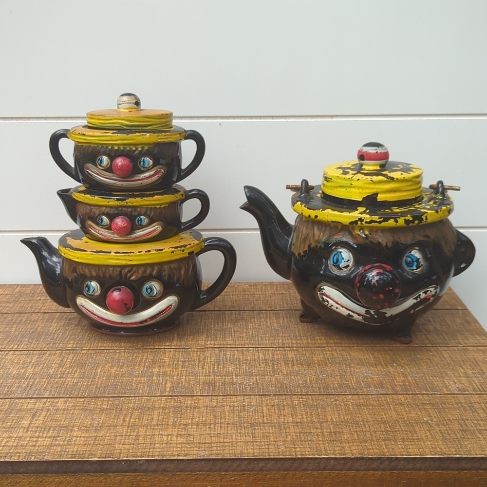 Very Vintage 40's 50's Thames Handpainted Clown Tea Set Japan